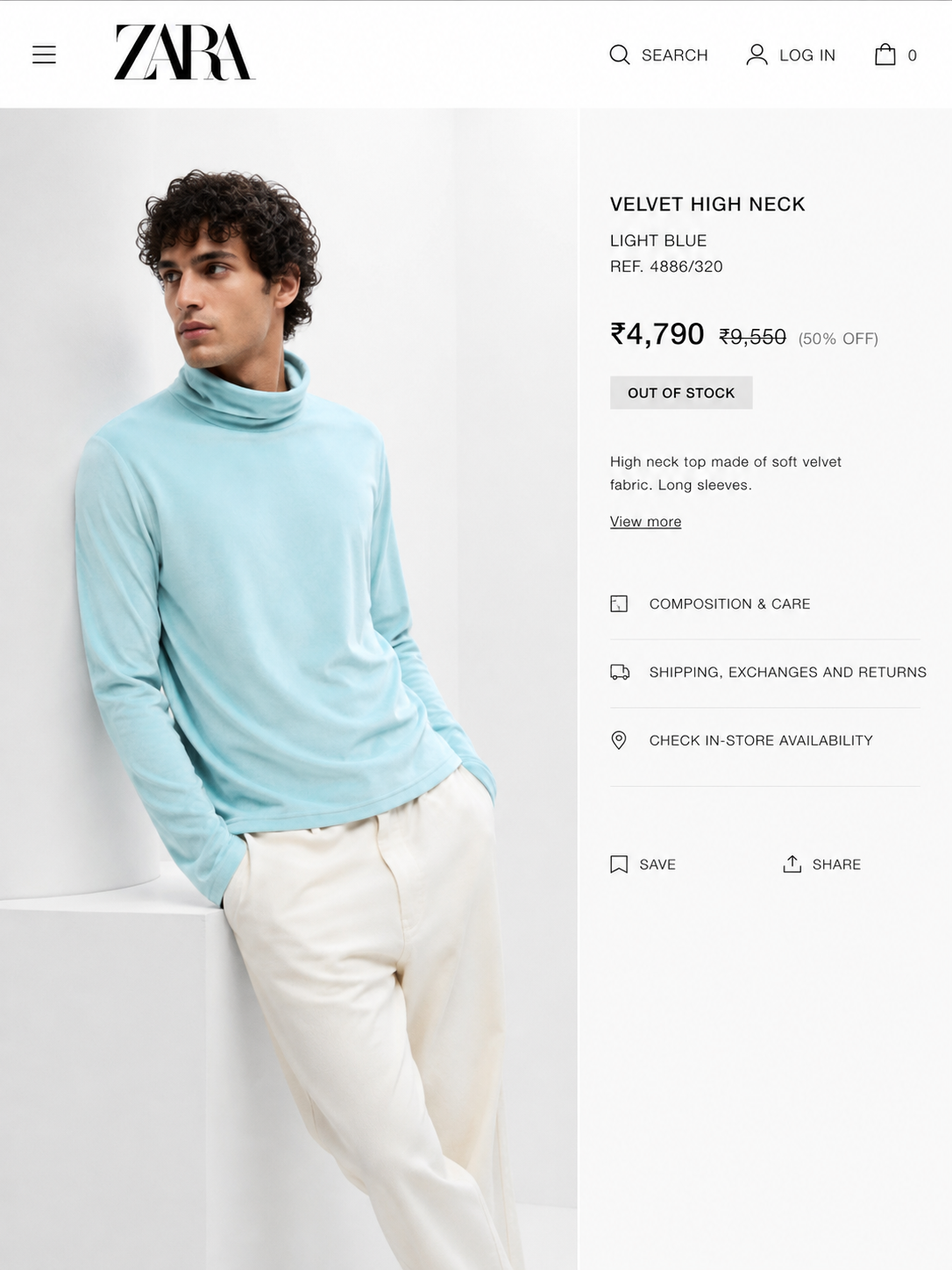 ZARA IMPORTED VELVET HIGH NECK