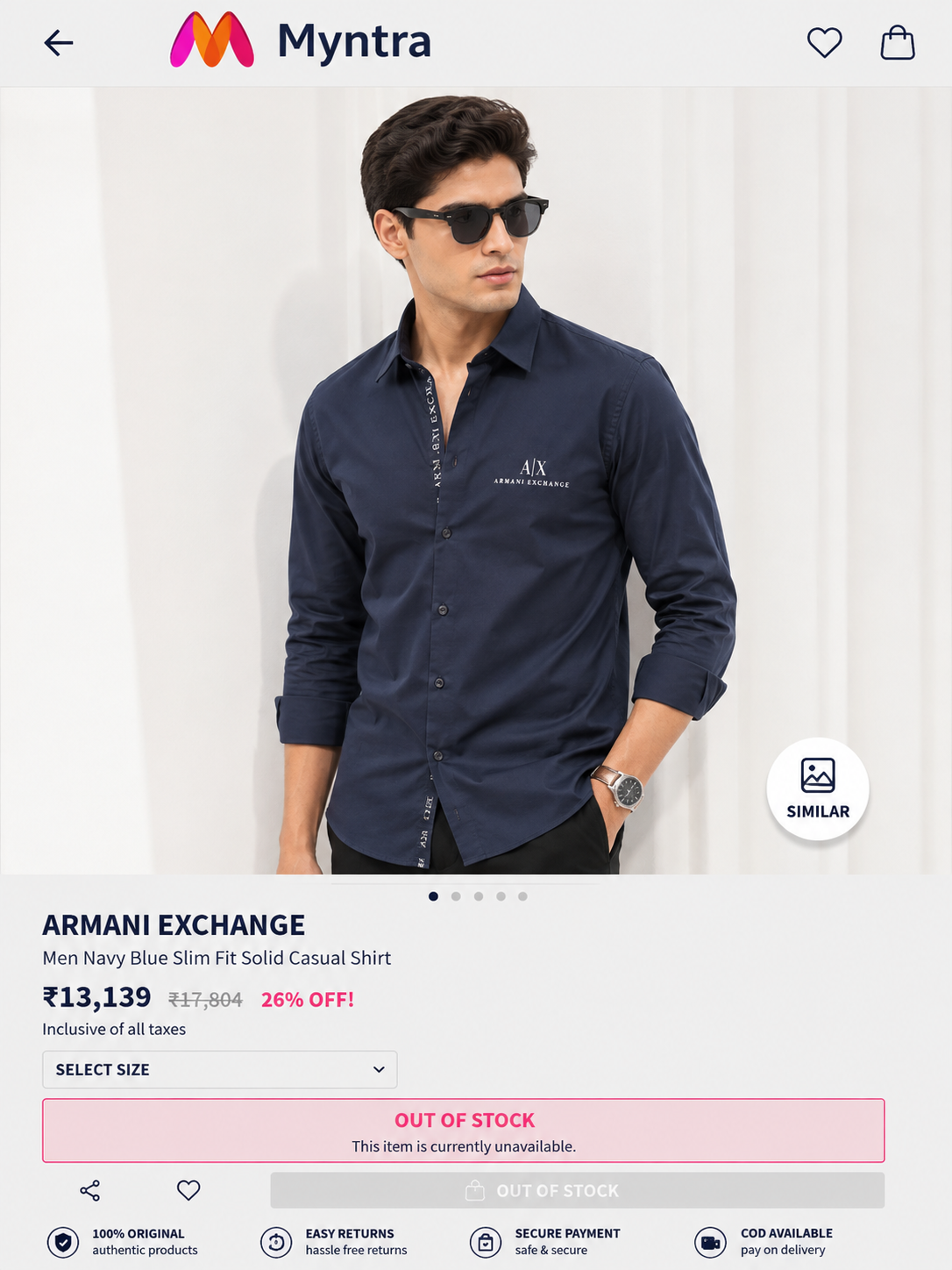 ARMANI EXCHANGE AX DARK BLUE SHIRT