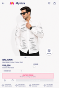 BALMAIN WHITE/ BLACK PRINT COLOUR SHIRT