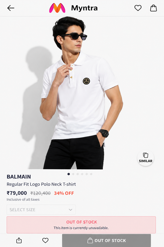 BALMAIN PARIS WHITE COLOUR TSHIRT