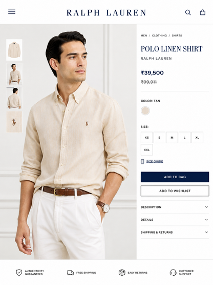 POLO RALPH LAUREN LINEN TAN SHIRT