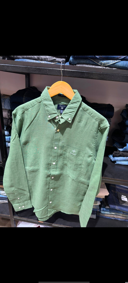GANT LINEN DUSTY GREEN SHIRT