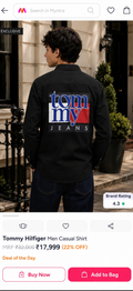 TOMMY HILFIGER SIDE STRIP BLACK SHIRT