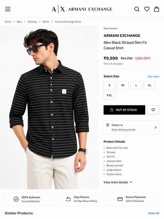 ARMANI EXCHANGE AX BLACK SHIRT