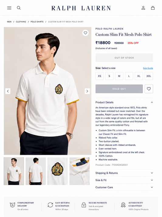 RL POLO WHITE TSHIRT