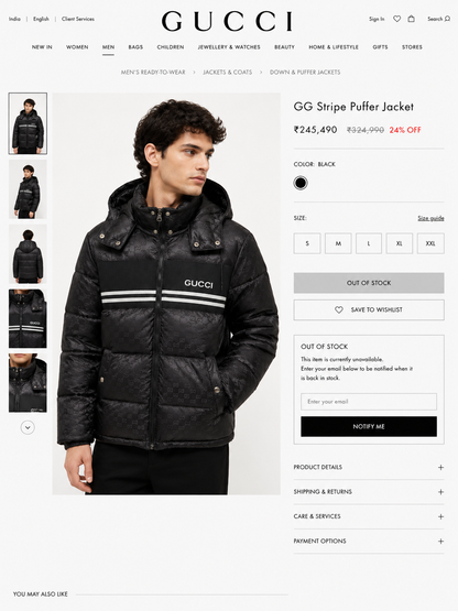 GUCCI MEN'S PREMIUM PUFFER JACKET