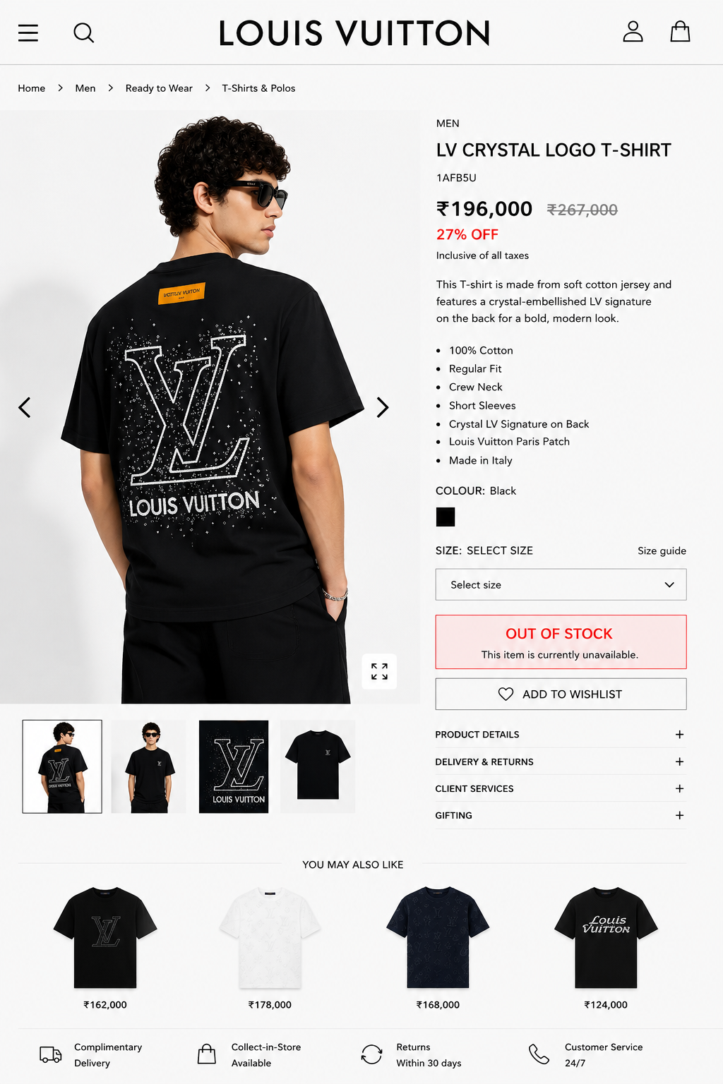 LOUIS VUITTON IMPORTED LUXURY HIGH QUALITY BLACK TSHIRT