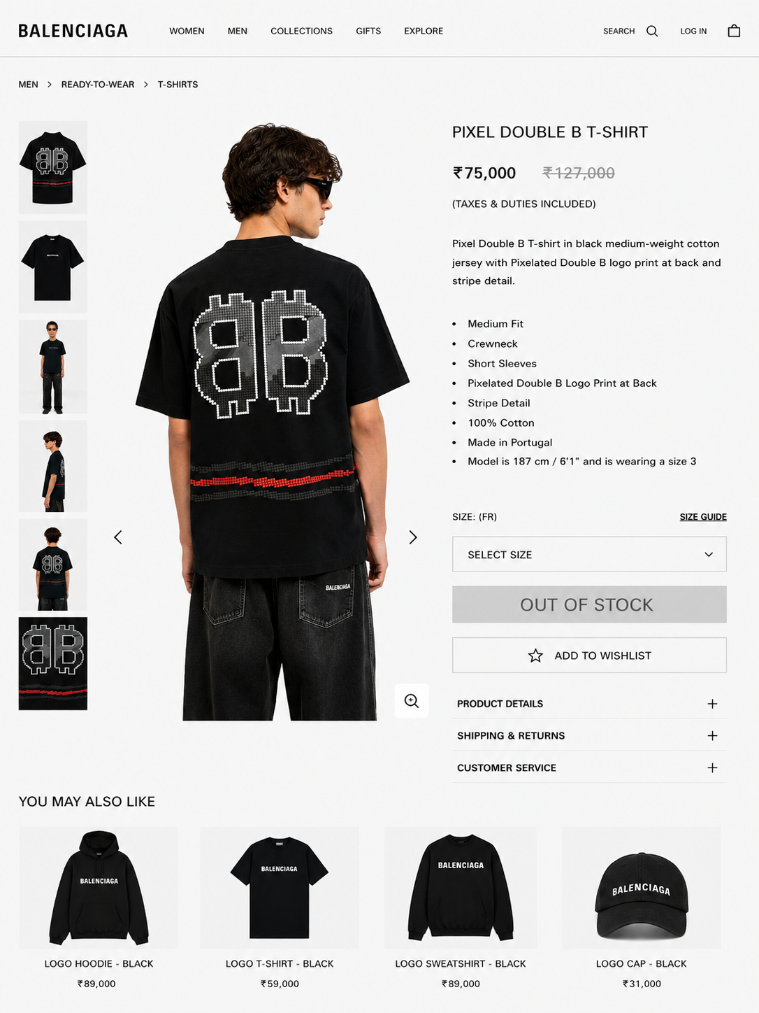 BALENCIAGA IMPORTED LUXURY HIGH QUALITY BLACK TSHIRT