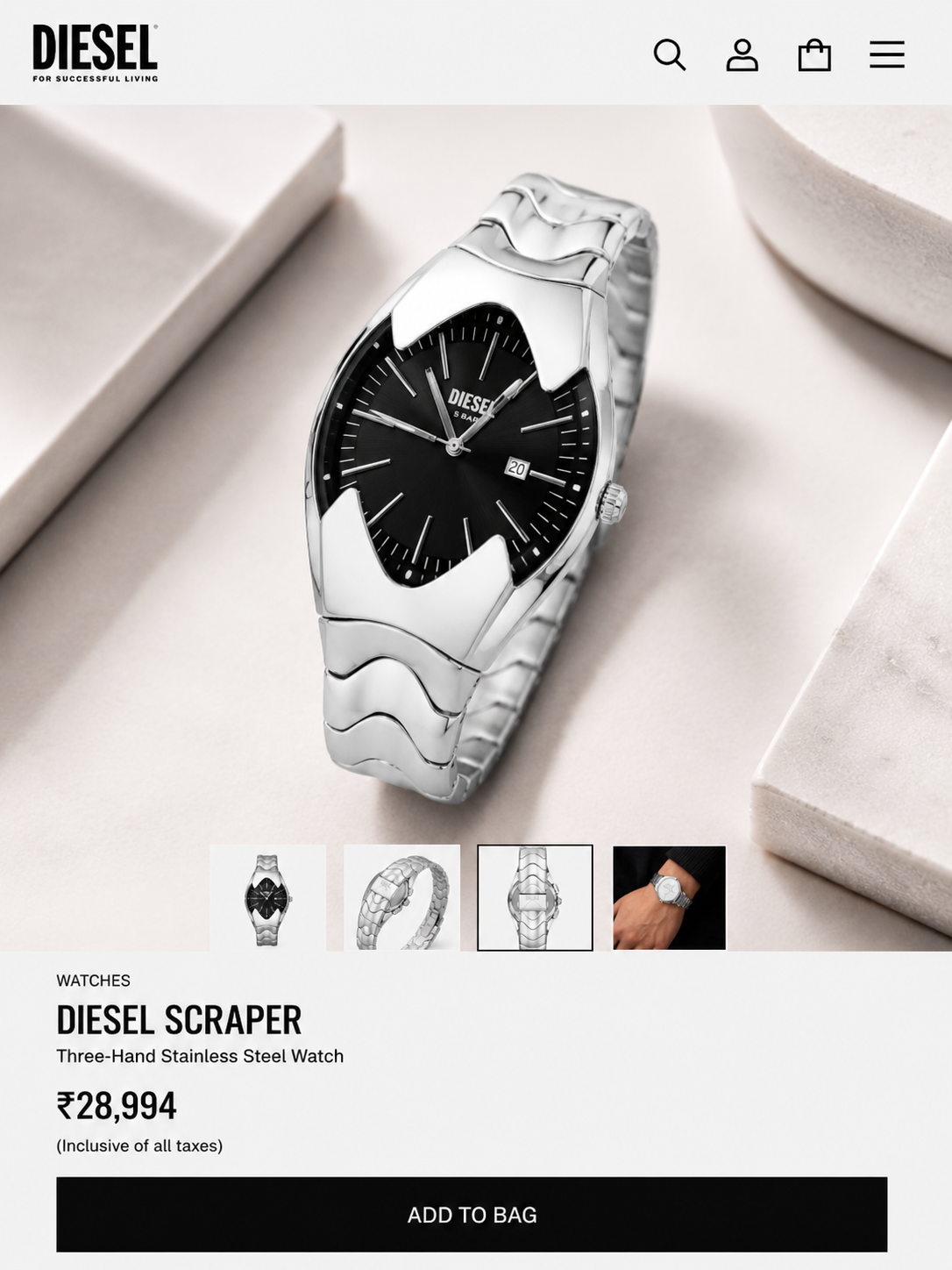 DIESEL PREMIUM SILVER WATCH