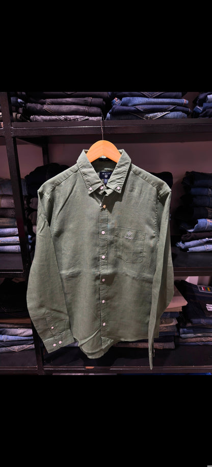 GANT LINEN SHIRT MILITARY GREEN COLOUR