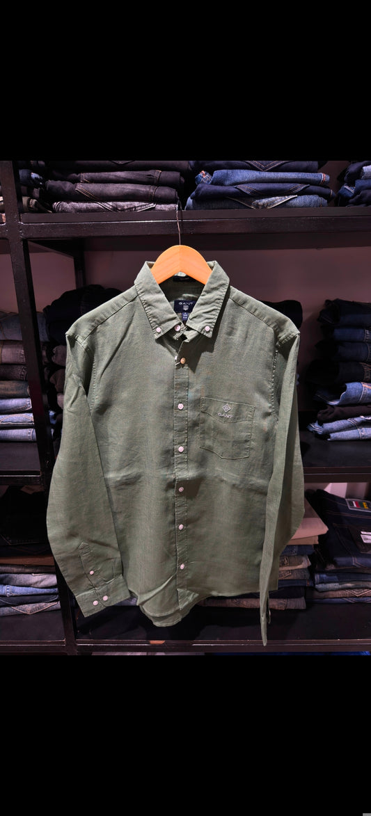 GANT LINEN MILITARY GREEN SHIRT