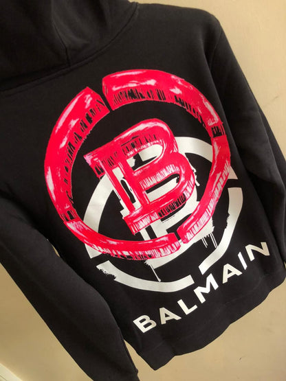 BALMAIN PARIS MEN'S PREMIUM BLACK HOODIE