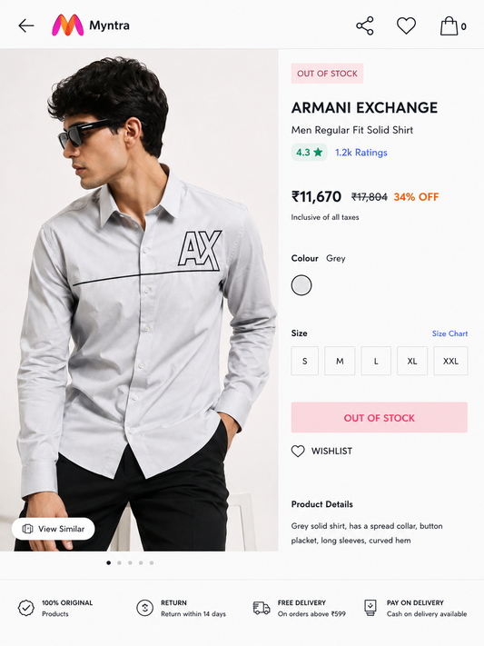 ARMANI EXCHANGE AX GREY SHIRT