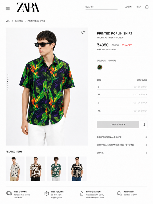 ZARA HALF SHIRT