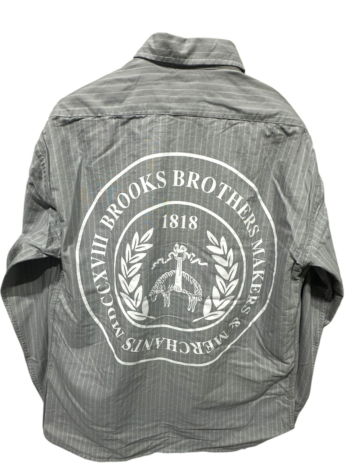 BROOKS BROTHERS GREY STRIPED SHIRT
