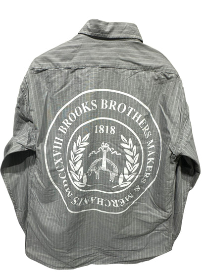 BROOKS BROTHERS GREY STRIPED SHIRT