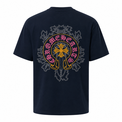 CHROME HEART IMPORTED LUXURY HIGH QUALITY NAVY BLUE TSHIRT