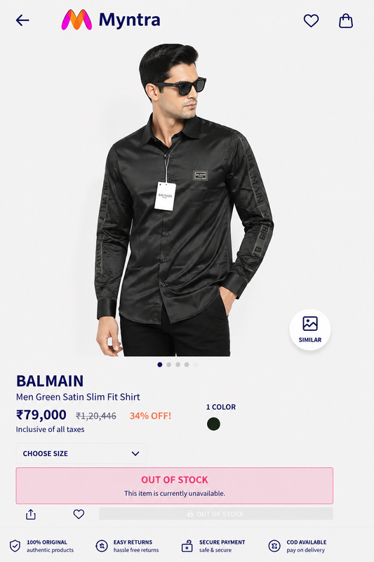 BALMAIN PARIS SIDE STRIP BLACK SHIRT