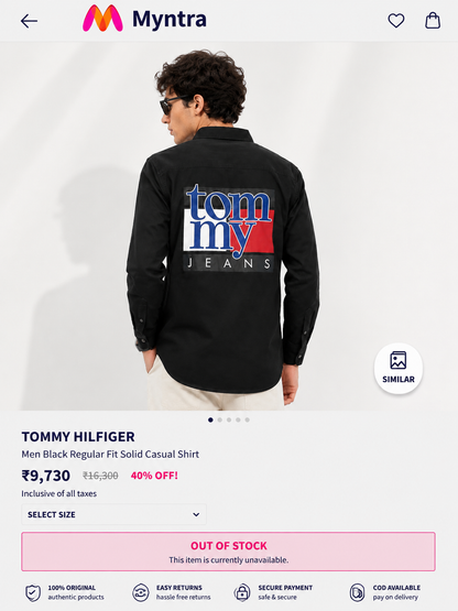 TOMMY HILFIGER SIDE STRIP BLACK SHIRT