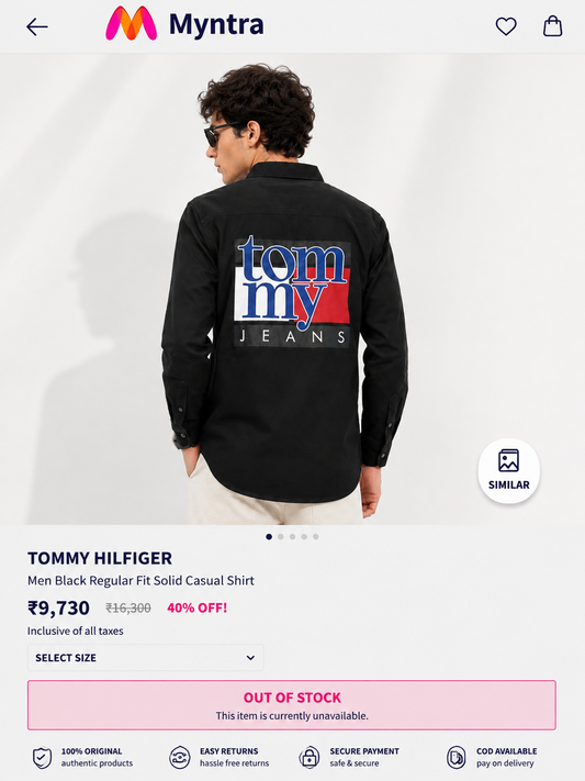 TOMMY HILFIGER SIDE STRIP BLACK SHIRT