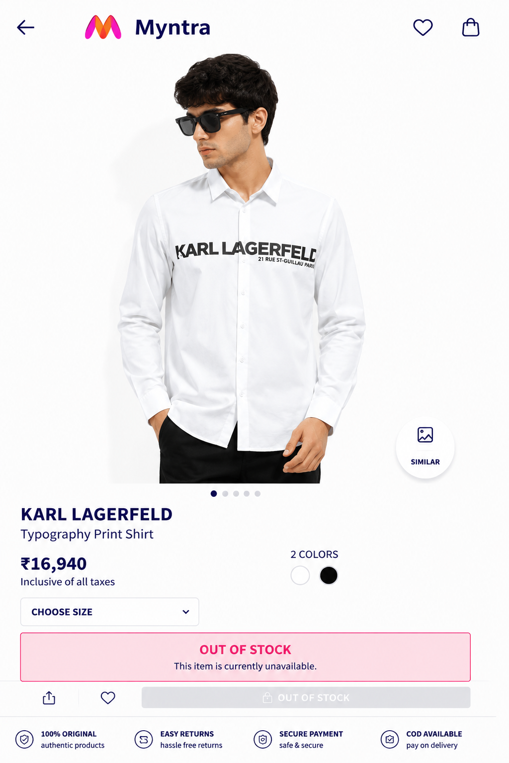 KARL LAGERFELD WHITE COLOUR SHIRT