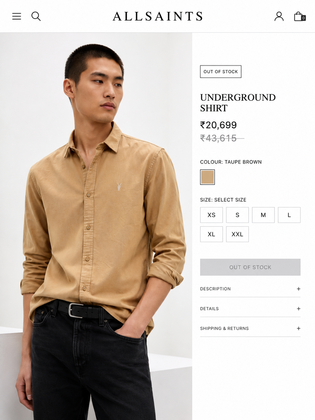 ALL SAINTS LINEN CREME SHIRT