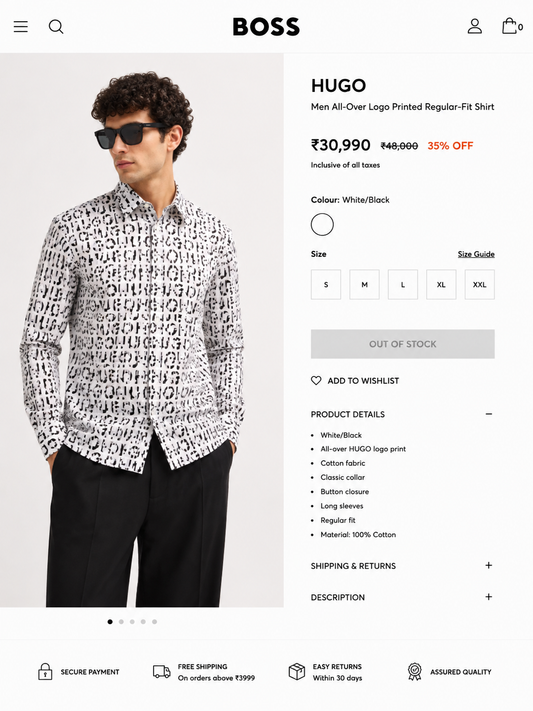 BOSS WHITE/BLACK SHIRT