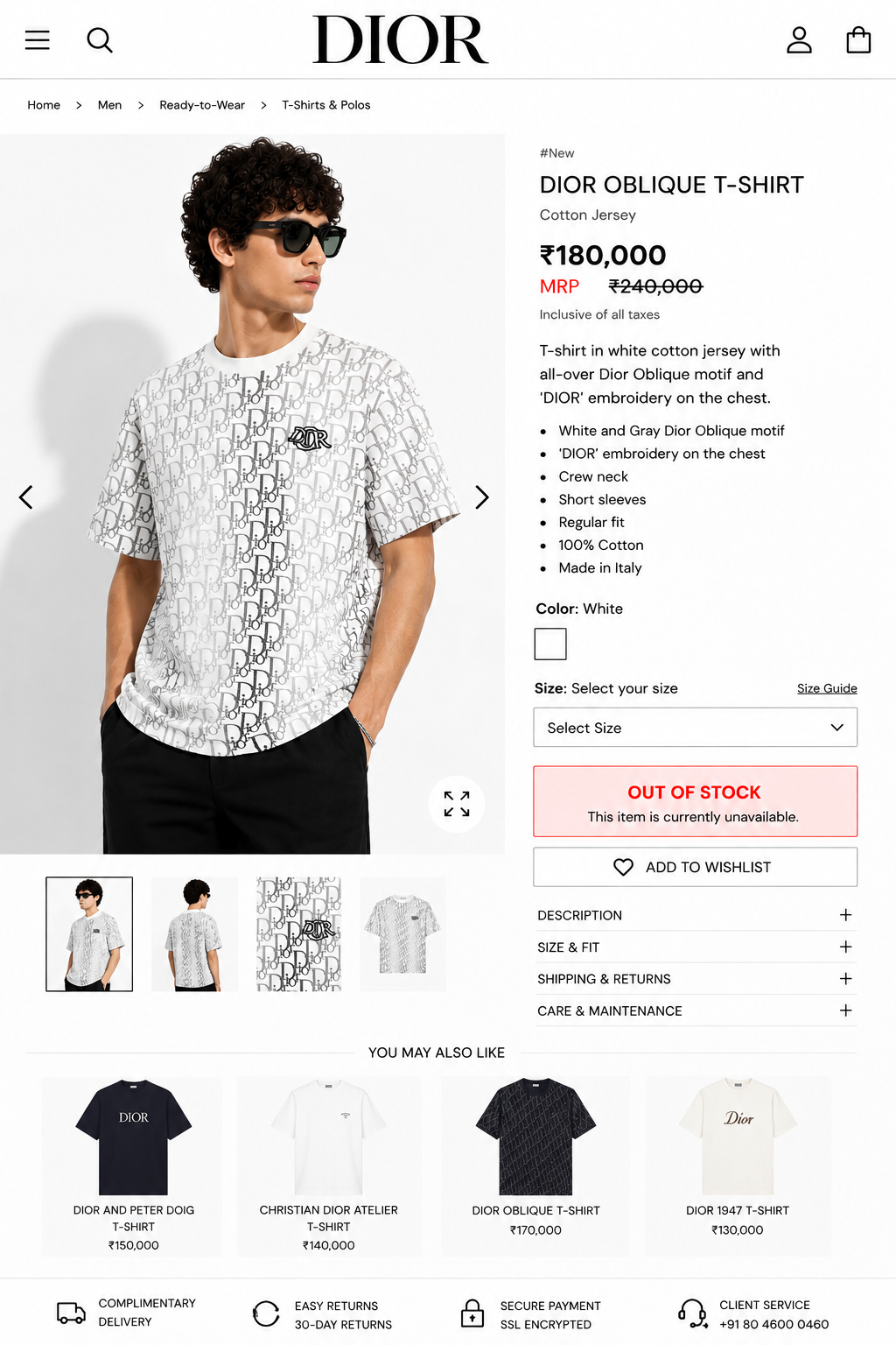 DIOR IMPORTED LUXURY HIGH QUALITY WHITE TSHIRT
