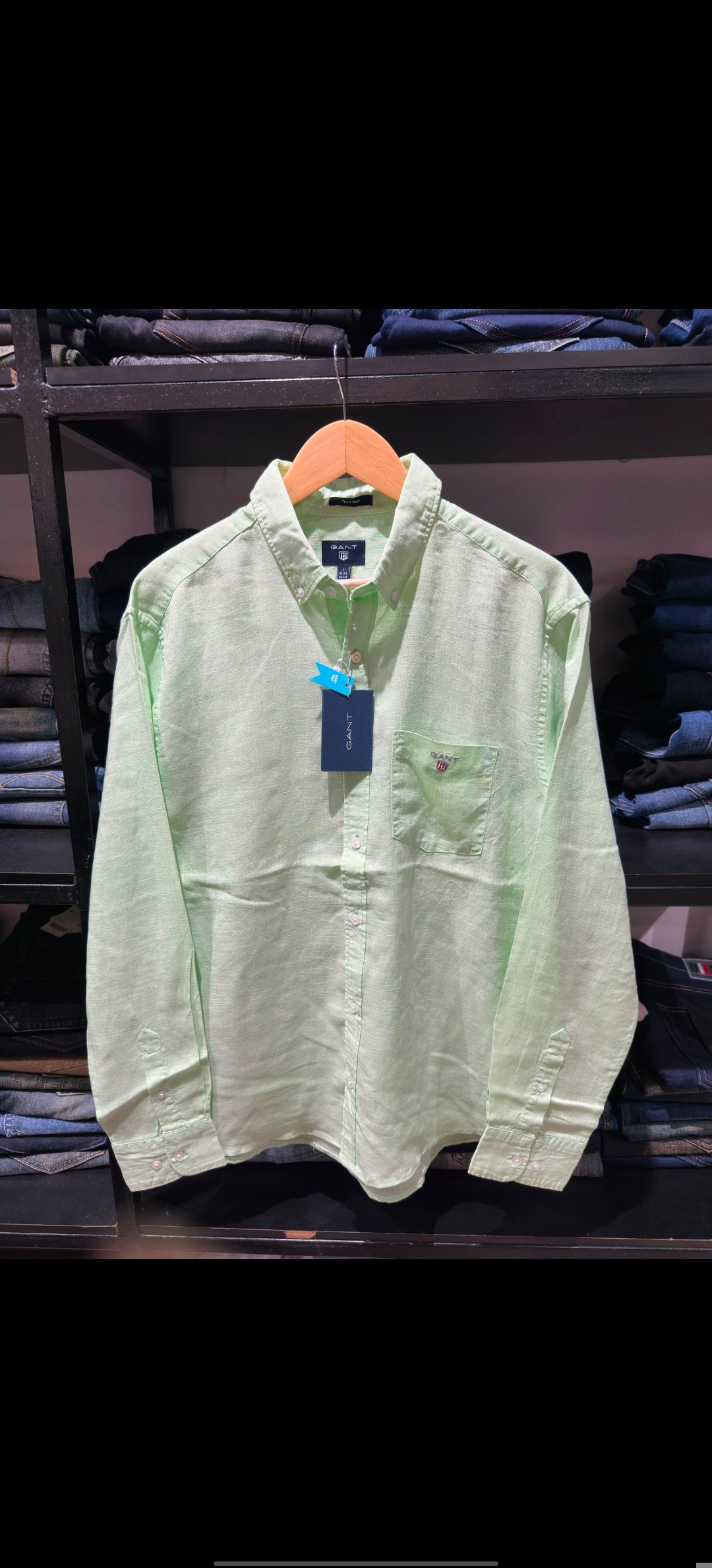 GANT LINEN SHIRT PISTACHIO GREEN COLOUR