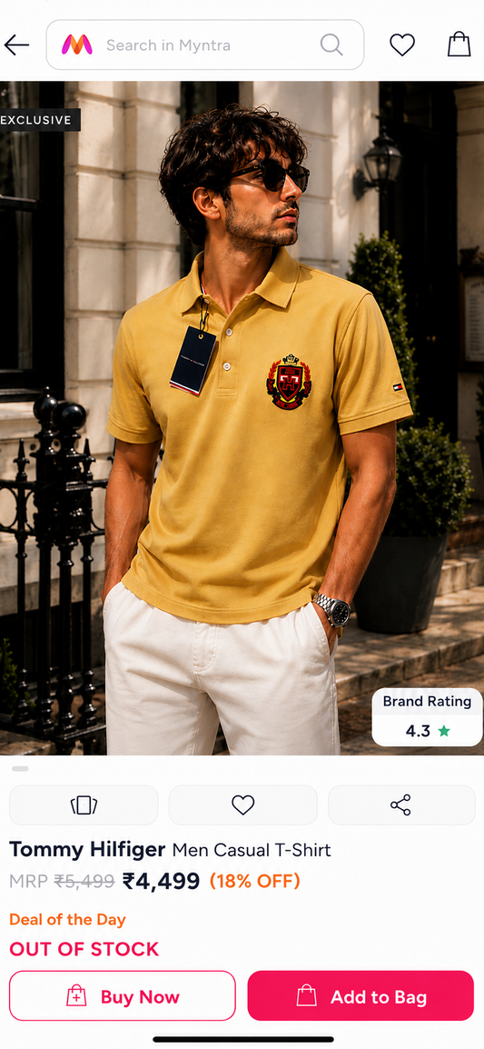 TOMMY HILFIGER YELLOW COLOUR TSHIRT