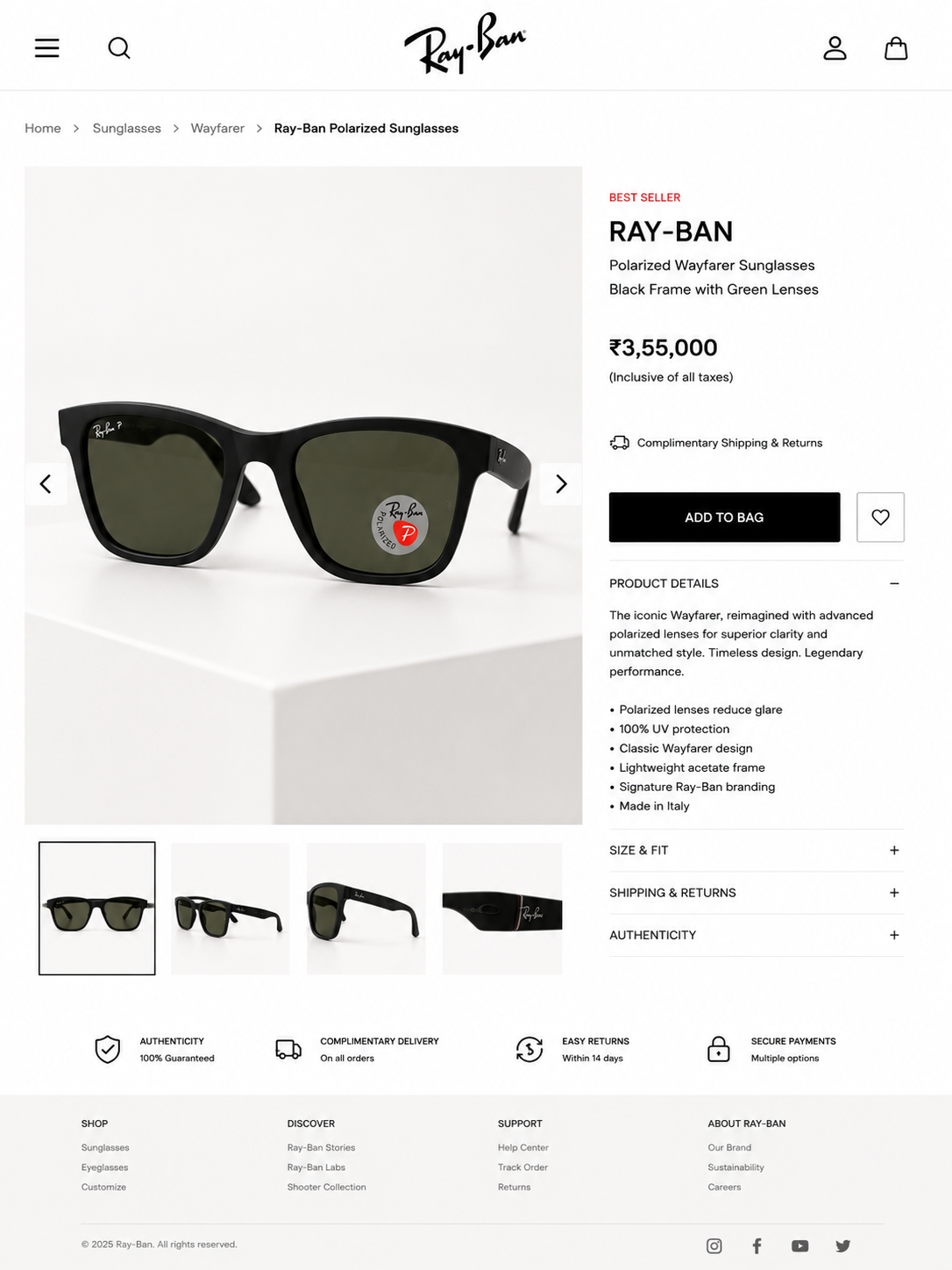 RAY BAN PREMIUM SUNGLASSES