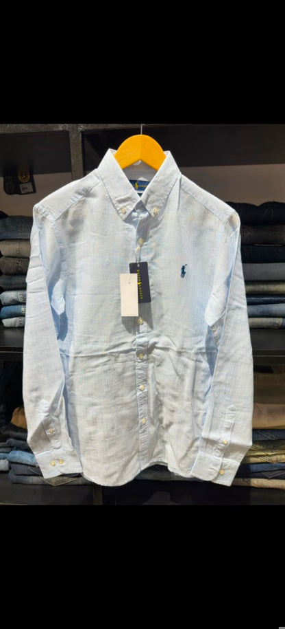 RL POLO LINEN ICE BLUE SHIRT