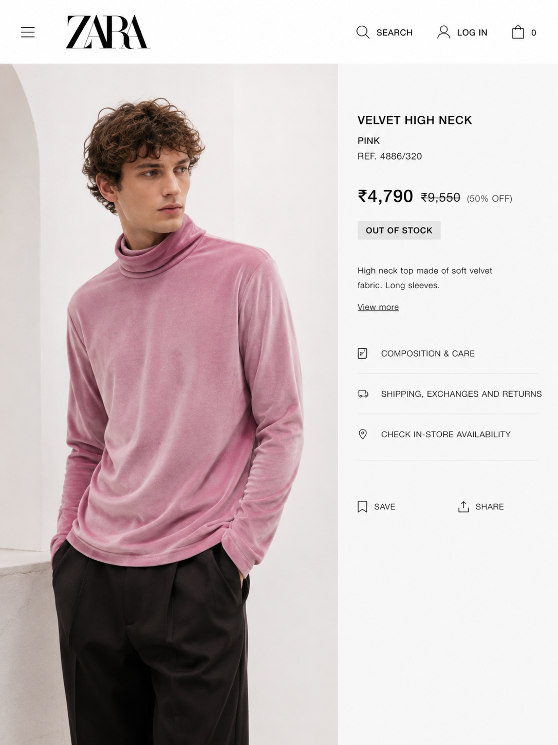 ZARA IMPORTED VELVET HIGH NECK