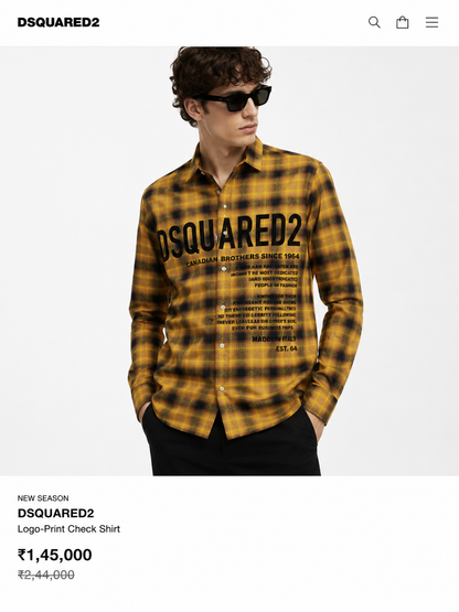 DSQUARED2 YELLOW CHECK SHIRT