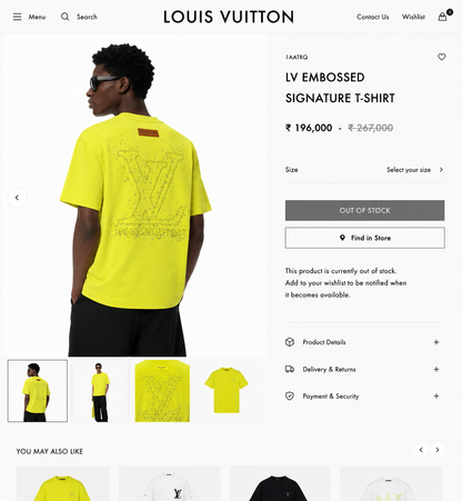 LOUIS VUITTON IMPORTED LUXURY HIGH QUALITY NEON TSHIRT