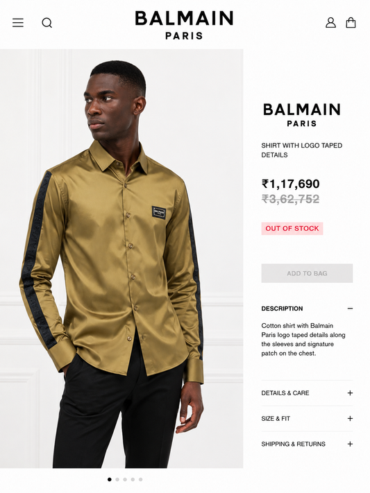 BALMAIN PARIS SIDE STRIP MUSTARD SHIRT