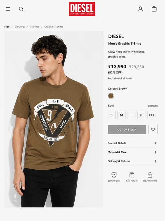DIESEL BROWN TSHIRT
