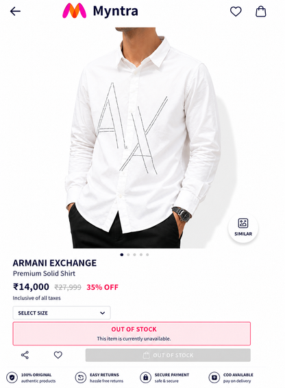 AX ARMANI EXCHANGE WHITE COLOUR SHIRT