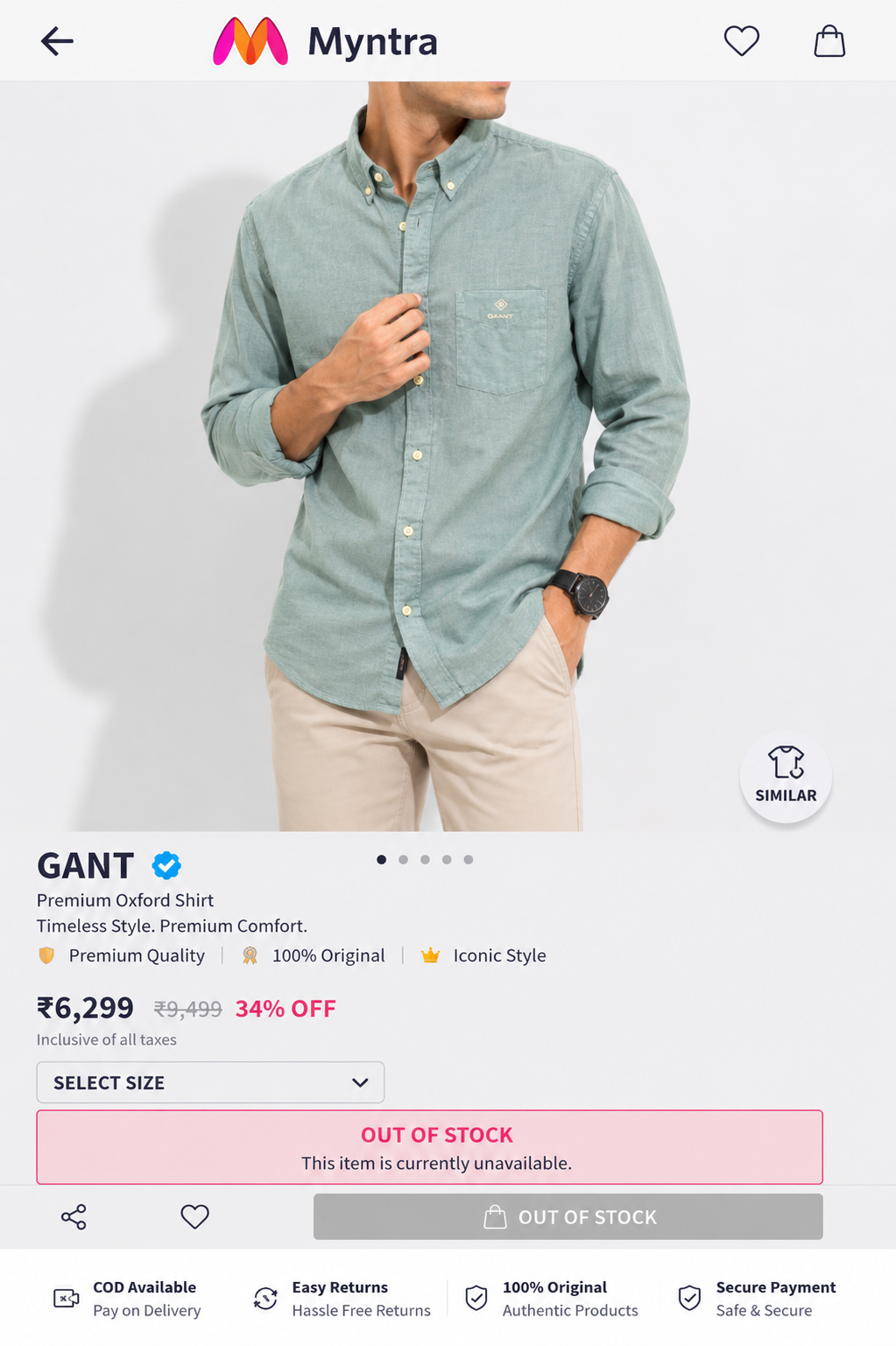 GANT LINEN SHIRT SMOKY TEAL COLOUR