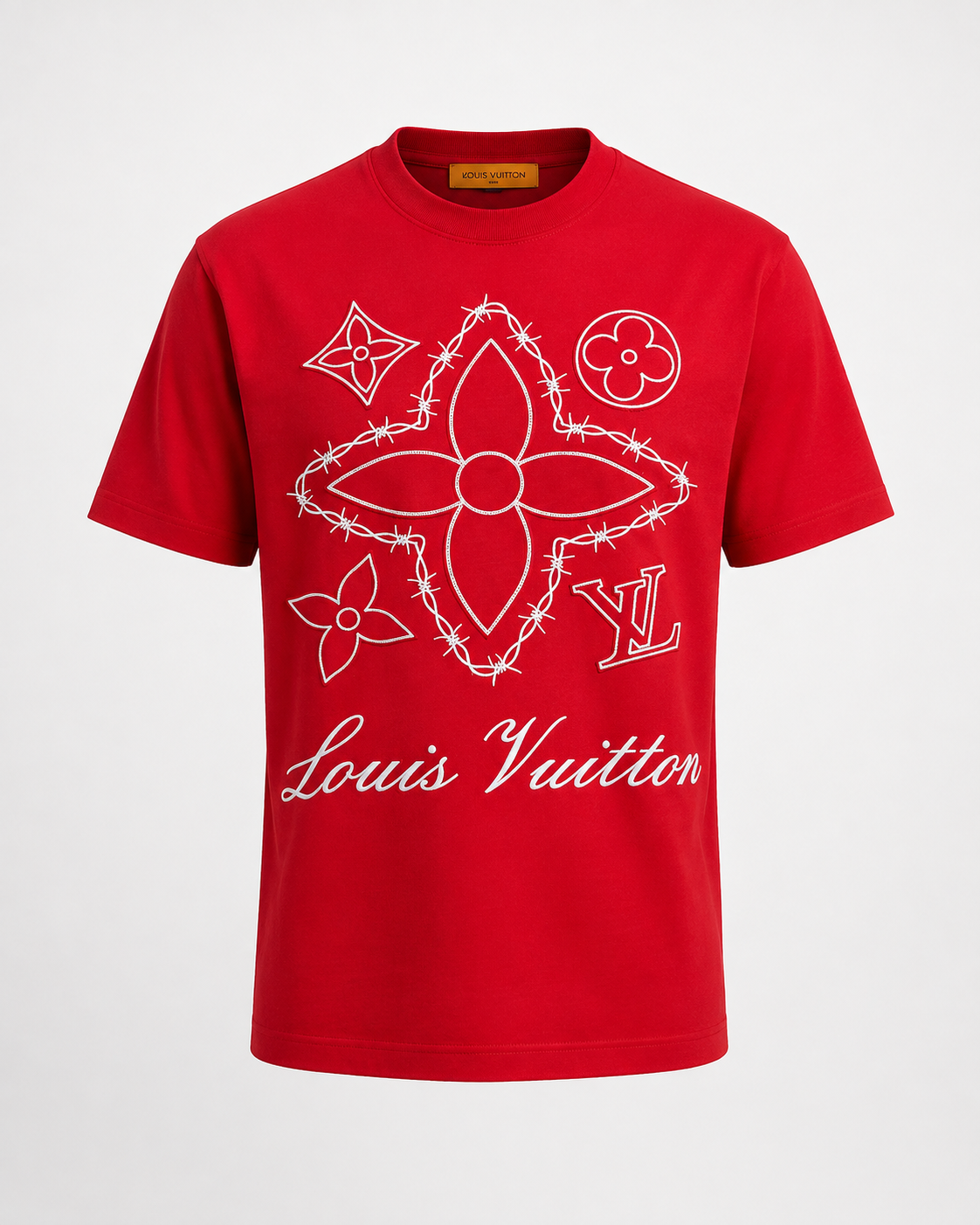 LOUIS VUITTON IMPORTED LUXURY HIGH QUALITY RED TSHIRT