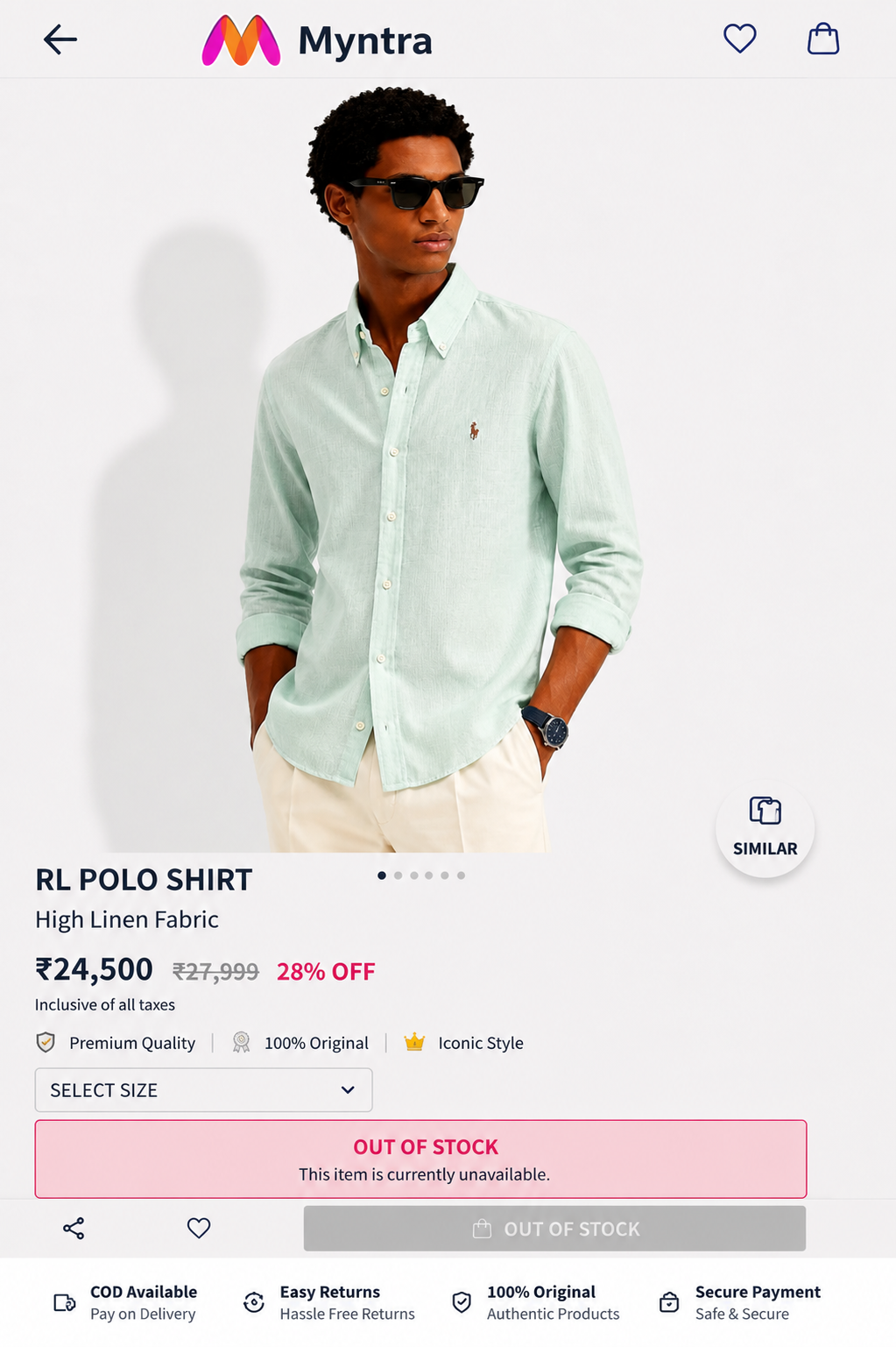 RL POLO LINEN SEAFOAM GREEN SHIRT