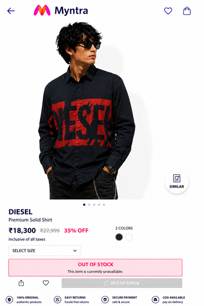 DIESEL NAVY BLUE COLOUR SHIRT