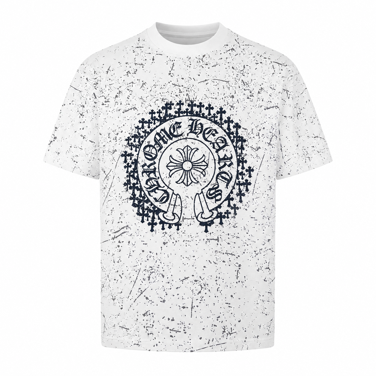 CHROME HEART IMPORTED LUXURY HIGH QUALITY WHITE TSHIRT