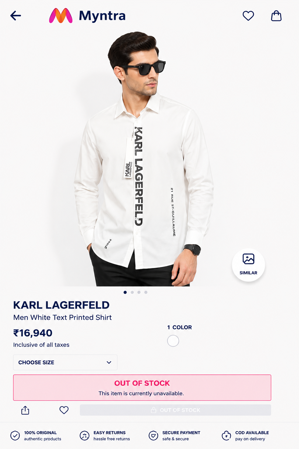 KARL LAGERFELD WHITE COLOUR SHIRT