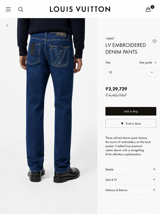 LOUIS VUITTON INK BLUE JEANS