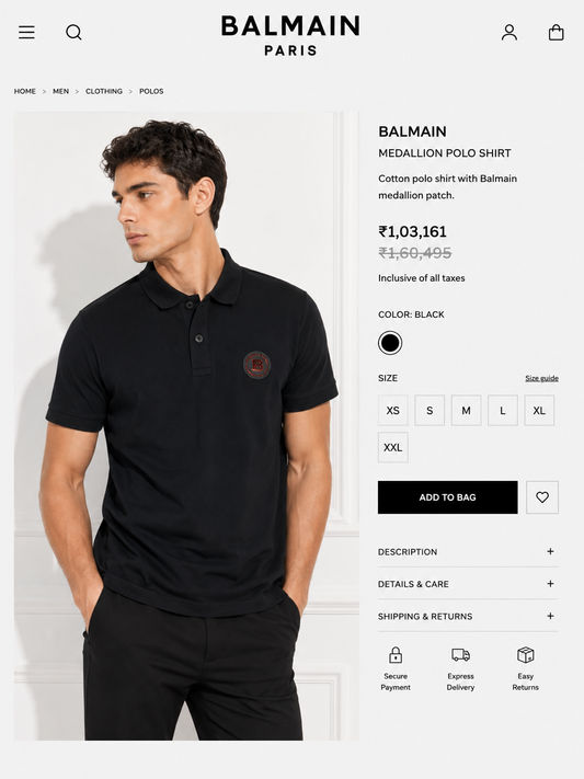 BALMAIN PARIS BLACK TSHIRT
