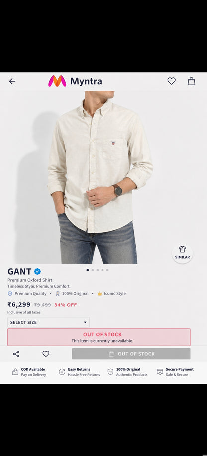 GANT LINEN SHIRT OFF WHITE COLOUR
