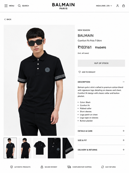 BALMAIN PARIS BLACK TSHIRT