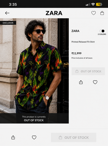 ZARA HALF SHIRT