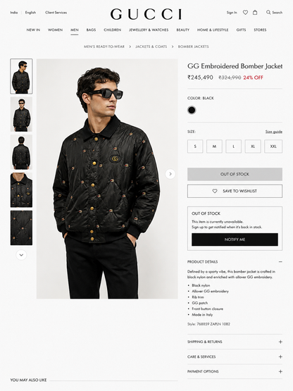 GUCCI MEN'S PREMIUM PUFFER JACKET